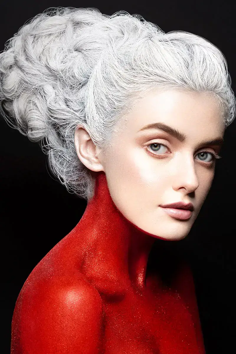 An avant-garde hair design created in the studio