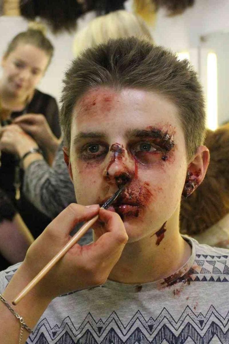 Boy with Cuts on Face SFX Makeup