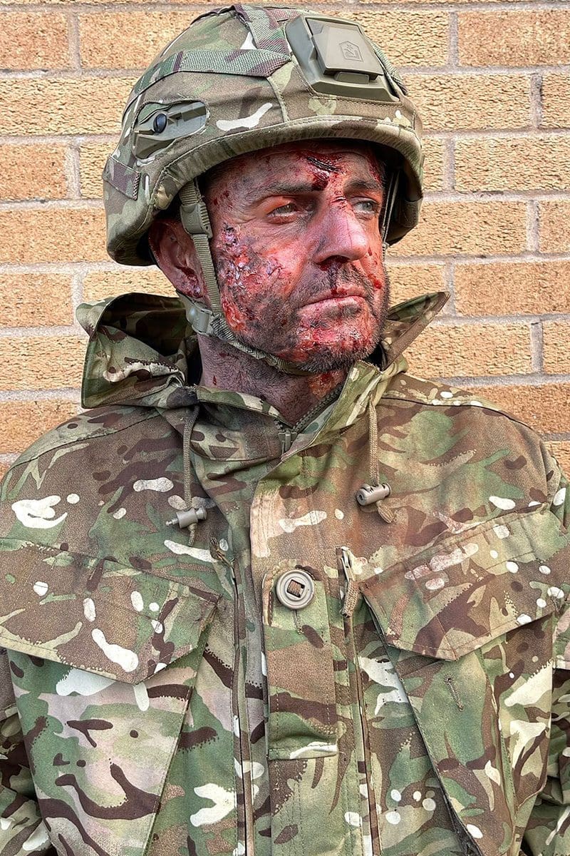 Prosthetics Mask Painting Makeup Army general with cuts and wounds SFX